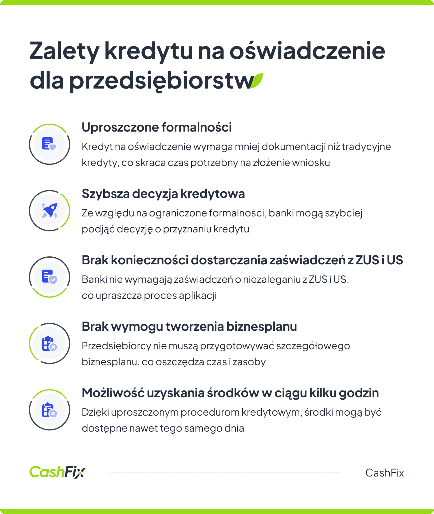 kredyt na oświadczenie - zalety