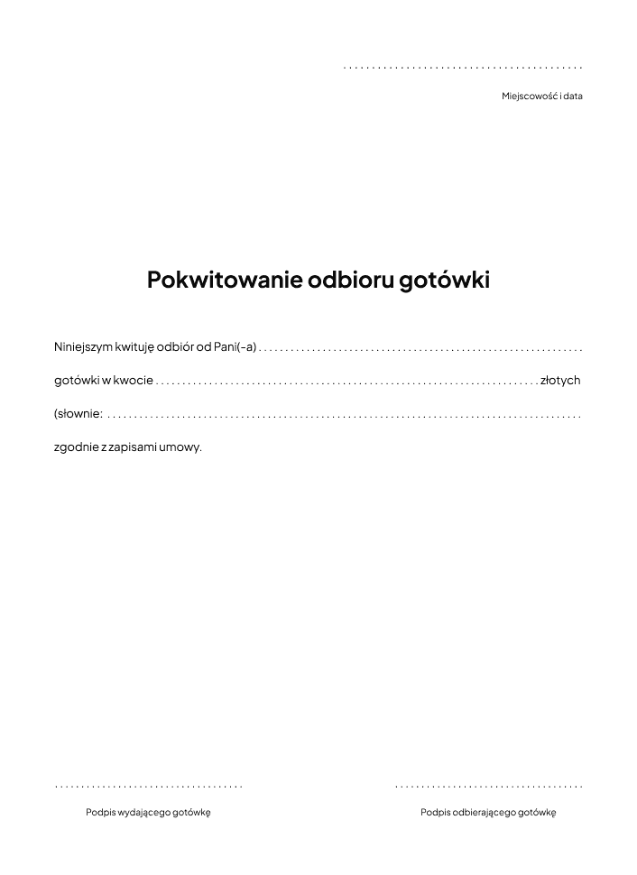 Pokwitowanie Odbioru Got wki Wz r