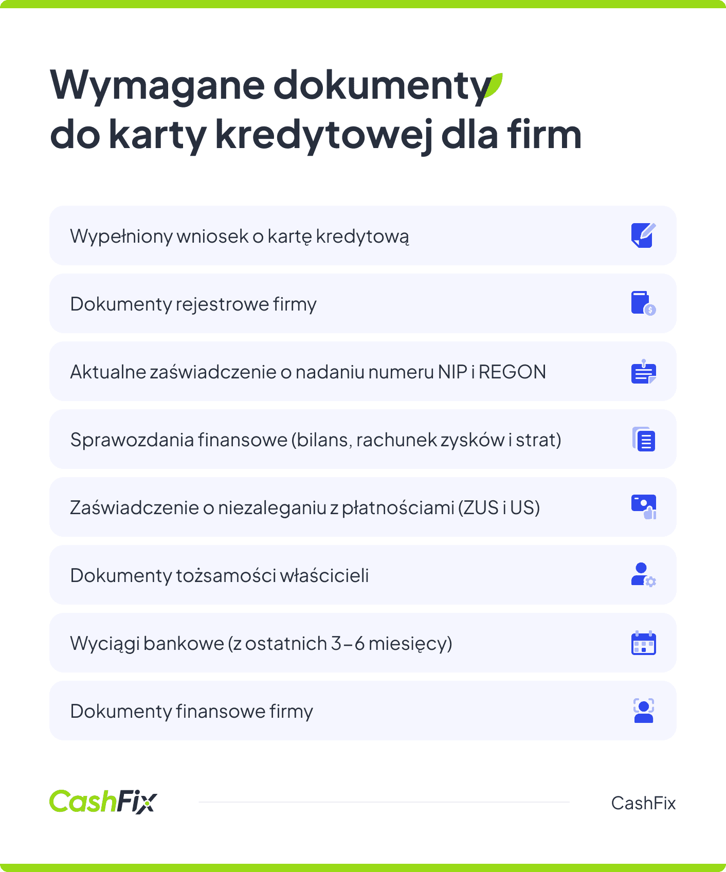 karta kredytowa dla firm - wymagane dokumenty