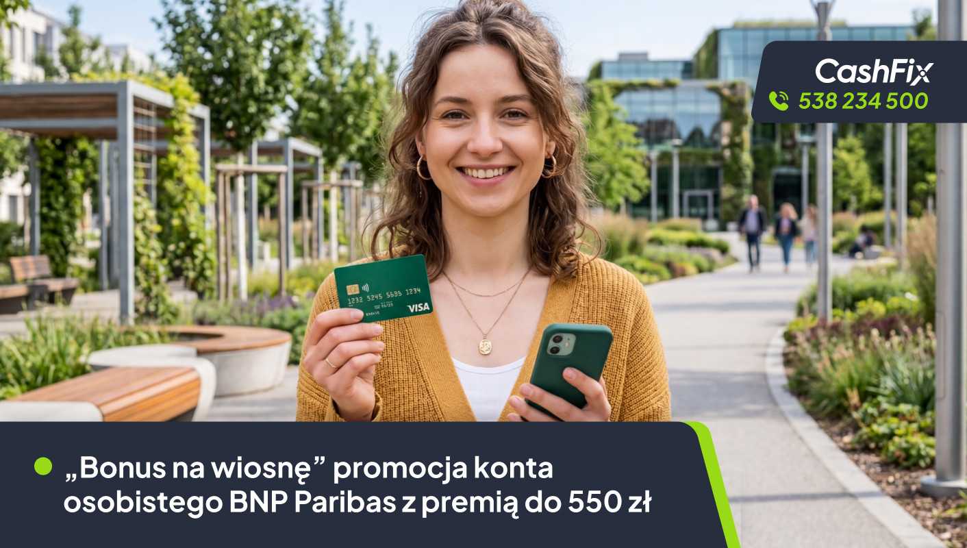 „Bonus na wiosnę” BNP Paribas – konto osobiste z premią do 550 zł „Bonus na wiosnę” BNP Paribas – konto z premią do 550 zł
